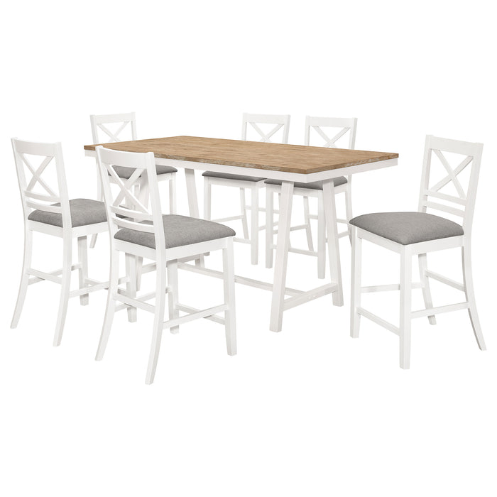 Hollis 7-piece Counter Height Dining Set Brown and White