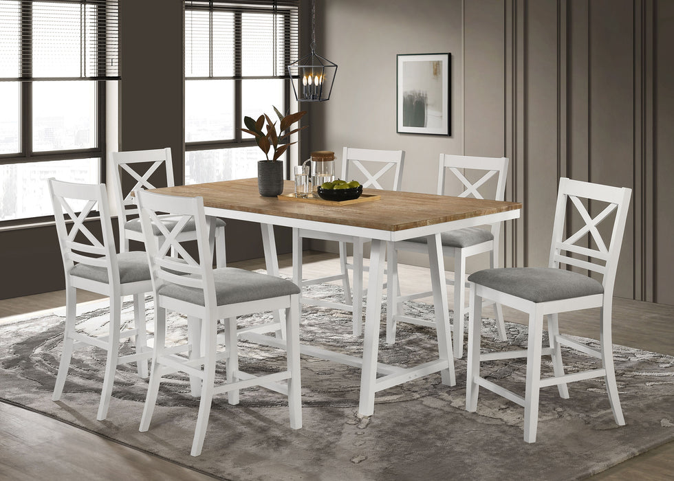 Hollis 7-piece Counter Height Dining Set Brown and White