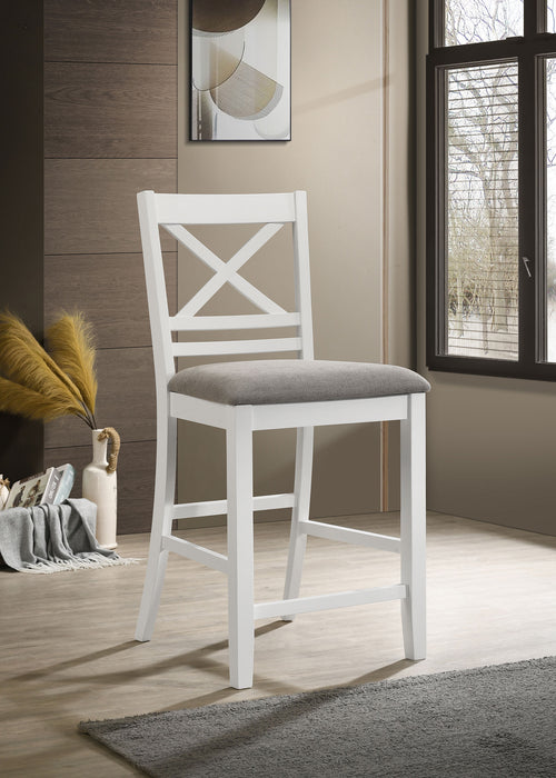 Hollis Wood Counter Chair with Cushion White (Set of 2)