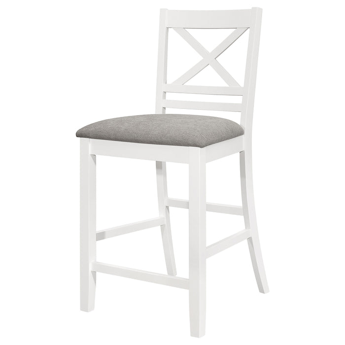 Hollis Wood Counter Chair with Cushion White (Set of 2)