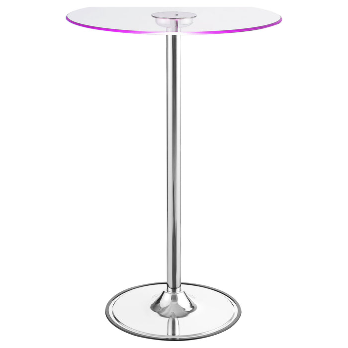 Thea Round 28-inch Glass Top LED Bistro Bar Table Chrome