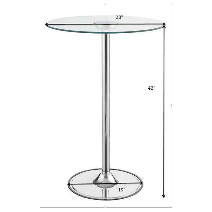 Thea Round 28-inch Glass Top LED Bistro Bar Table Chrome