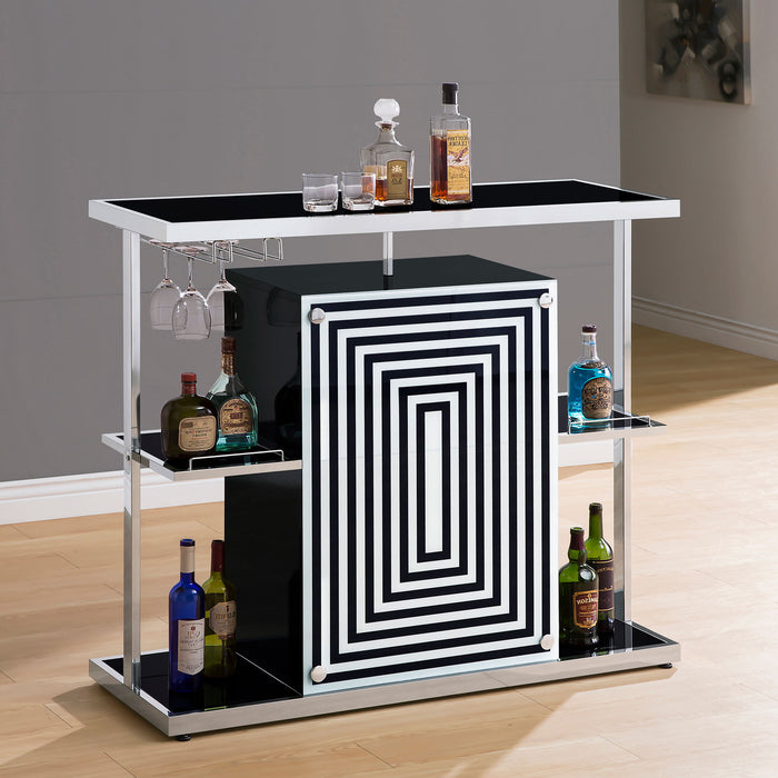 Zinnia 2-tier Glass Shelf Home Bar Wine Cabinet Black
