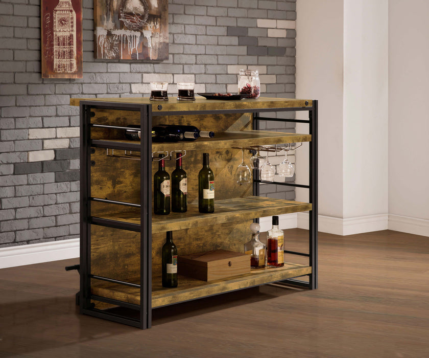 Renaldi 3-shelf Home Bar Wine Cabinet Rustic Nutmeg