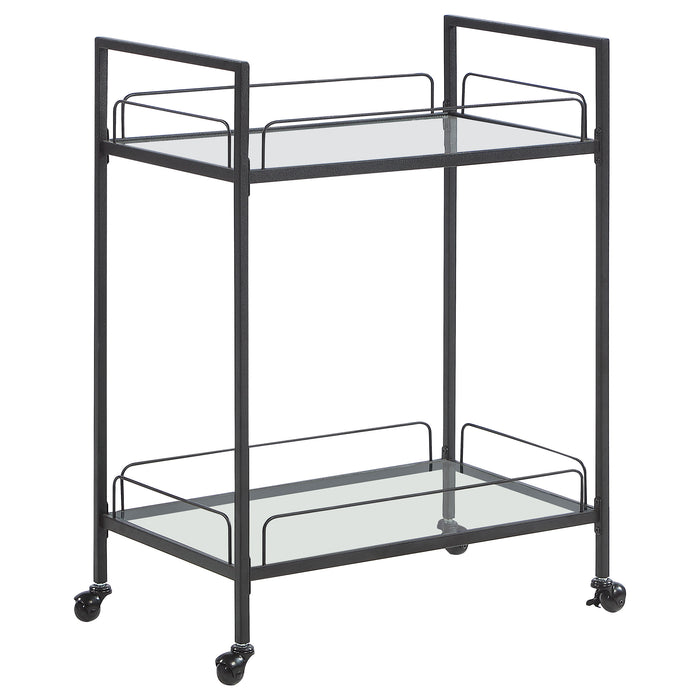 Curltis 2-tier Rectangular Glass Shelf Metal Bar Cart Black