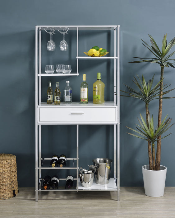 Figueroa 5-shelf Wine Storage Bar Cabinet White High Gloss