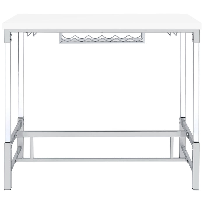 Norcrest 47-inch Acrylic Leg Bar Table White High Gloss