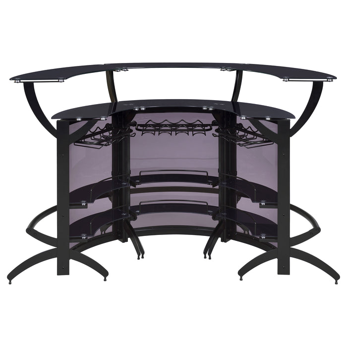 Dallas 3-piece Curved Freestanding Home Bar Cabinet Black