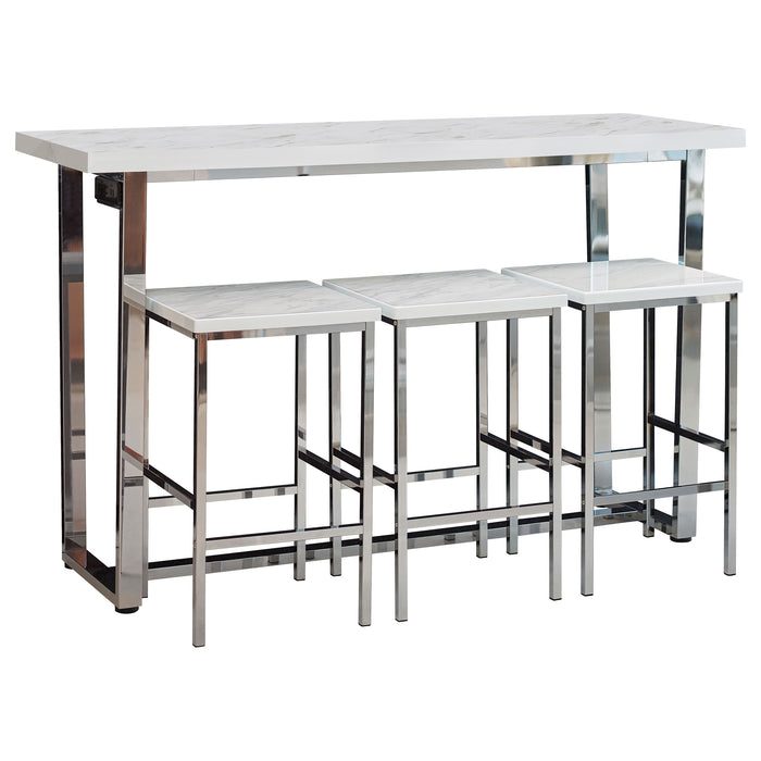 Marmot 4-piece Rectangular Counter Height Table Set Chrome