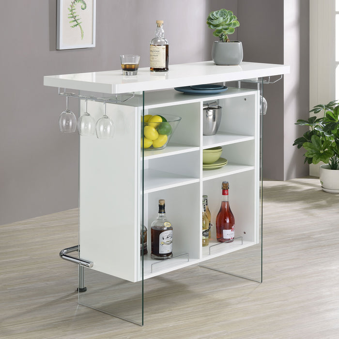 Acosta Freestanding Home Bar Wine Cabinet White High Gloss