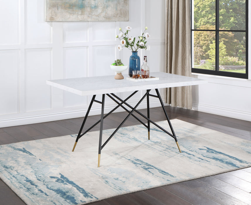 Gabrielle Rectangular 60-inch Marble Top Dining Table White