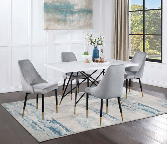 Gabrielle 5-piece Marble Top Dining Table Set White and Grey