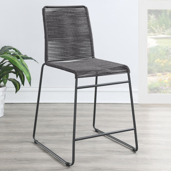 Jerome Woven Rope Metal Counter Chair Charcoal (Set of 2)