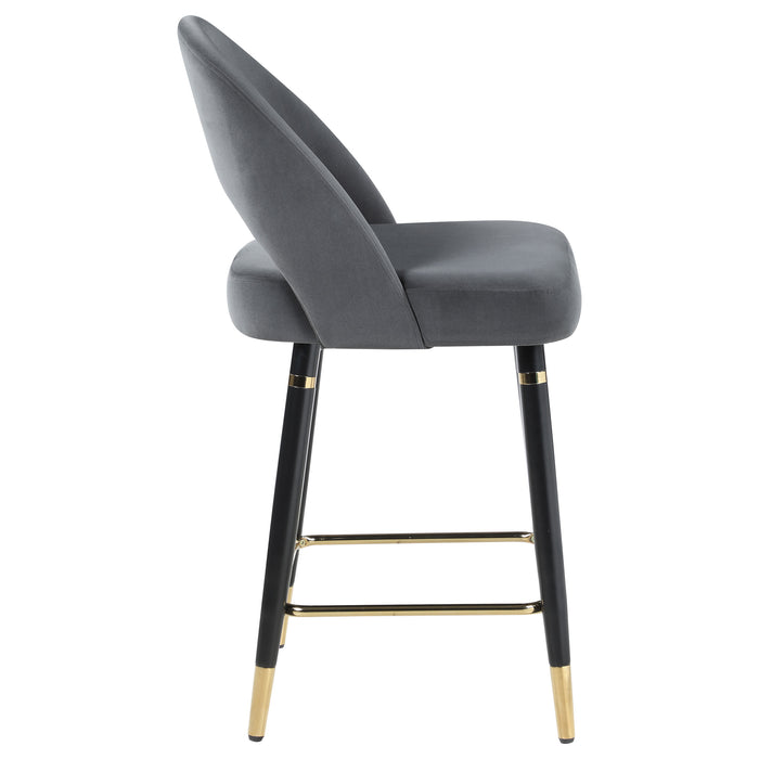 Lindsey Velvet Upholstered Counter Chair Grey (Set of 2)
