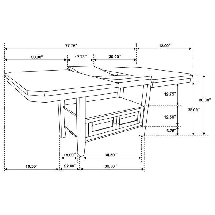 Prentiss 78-inch Extension Counter Dining Table Cappuccino