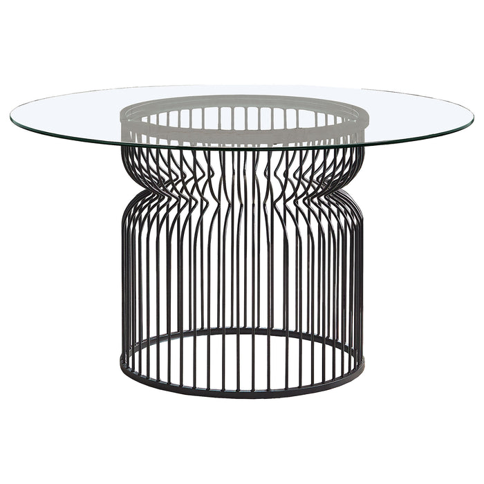 Granvia Round 54-inch Glass Top Metal Dining Table Gunmetal