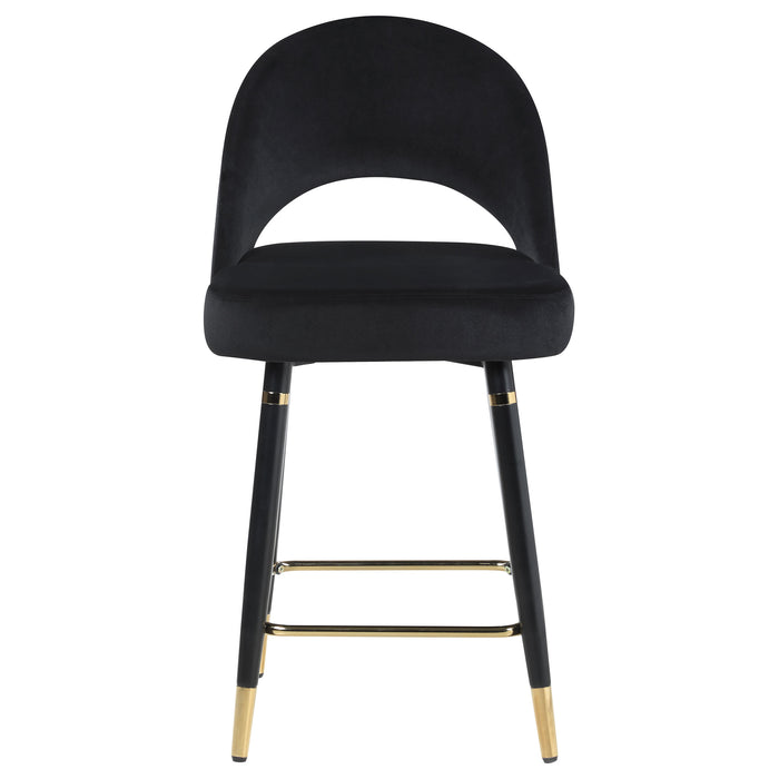 Lindsey Velvet Upholstered Counter Chair Black (Set of 2)