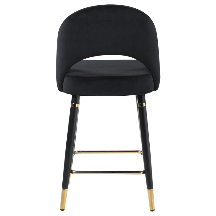 Lindsey Velvet Upholstered Counter Chair Black (Set of 2)