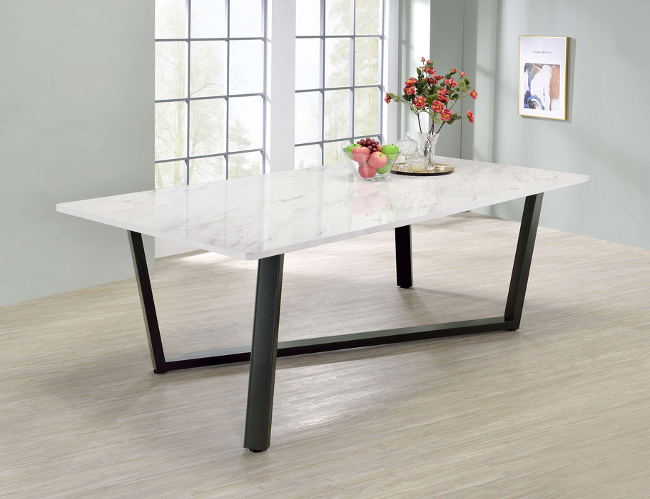 Mayer Rectangular 87-inch Faux Marble Dining Table White