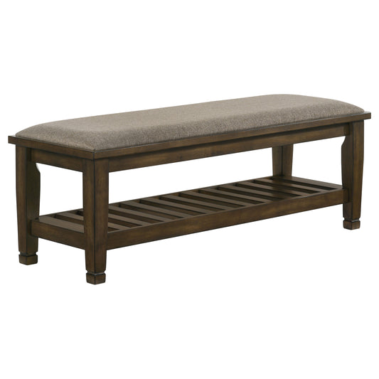 Franco Fabric Upholstered Bench with Shelf Burnished Oak