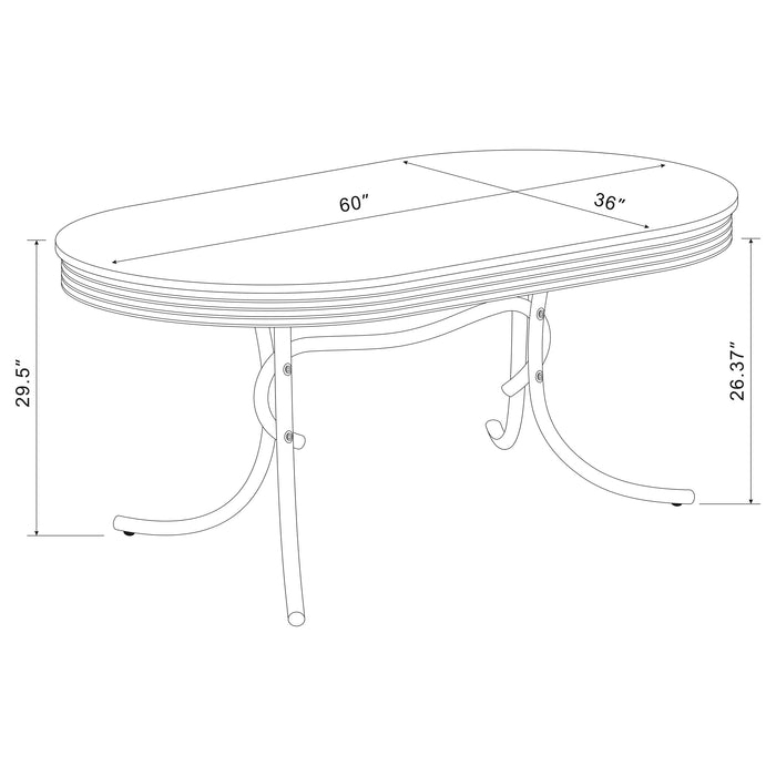 Retro 5-piece Oval Dining Table Set White and Red