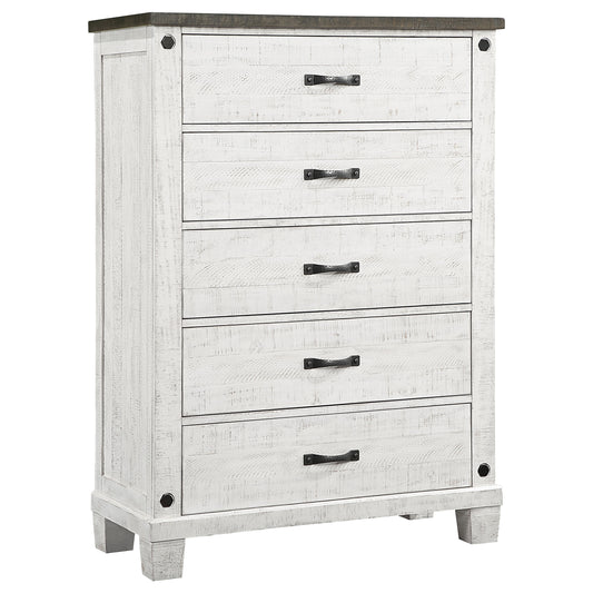 Lilith 5-drawer Bedroom Chest Distressed White