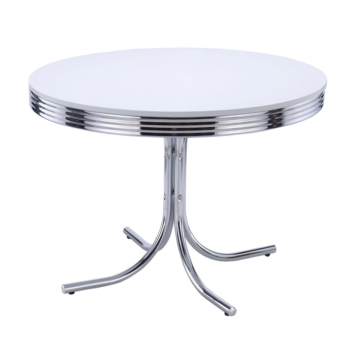 Retro 5-piece Round Dining Table Set White and Red