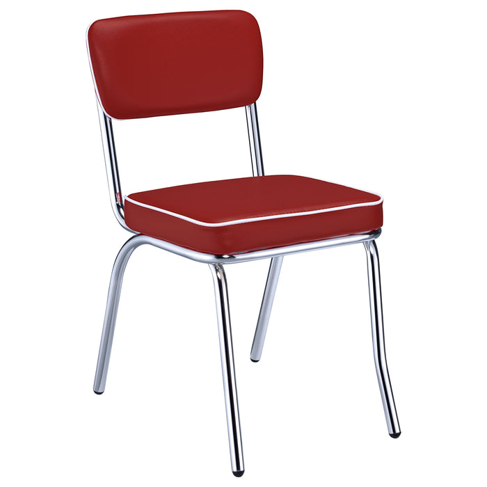 Retro Upholstered Dining Side Chair Red (Set of 2)