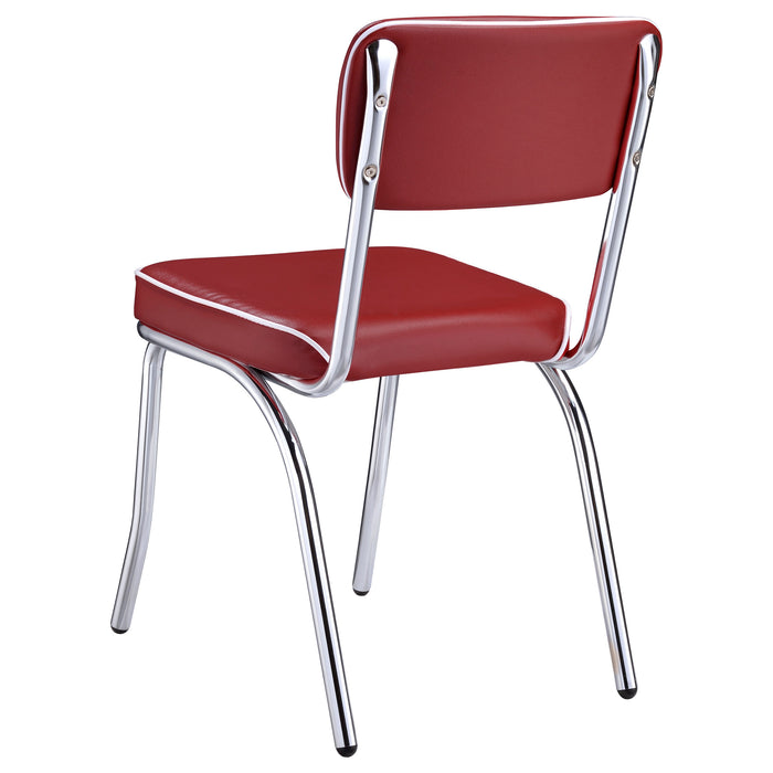 Retro Upholstered Dining Side Chair Red (Set of 2)