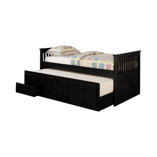 Rochford 3-drawer Twin Bed with Captains Trundle Black