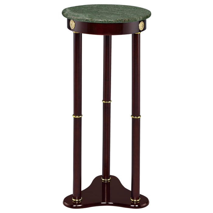 Edie Round Marble Top Accent Side Table Merlot
