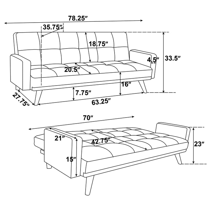 Kourtney Upholstered Tufted Convertible Sofa Bed Terracotta