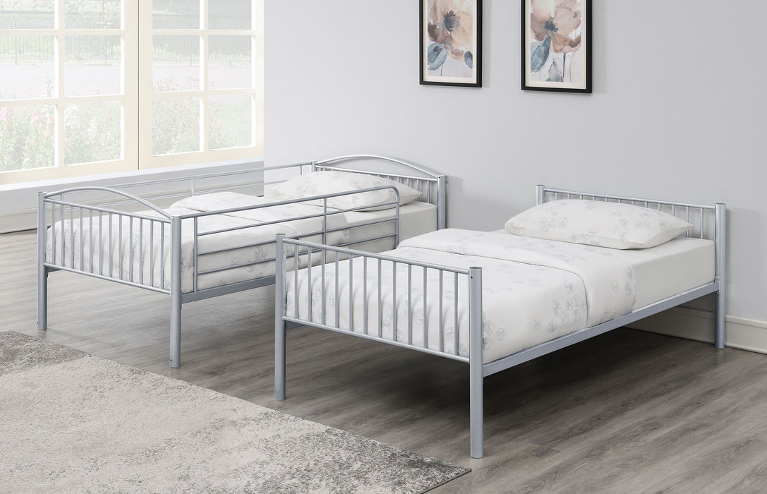 Anson Twin Over Twin Bunk Bed Silver