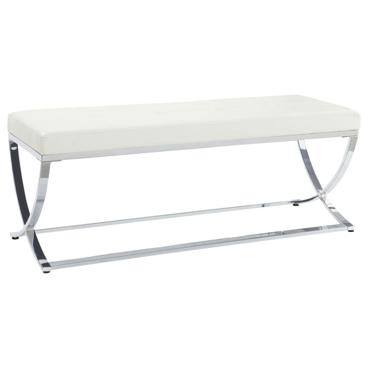 Walton Leatherette Upholstered Tufted Accent Bench White