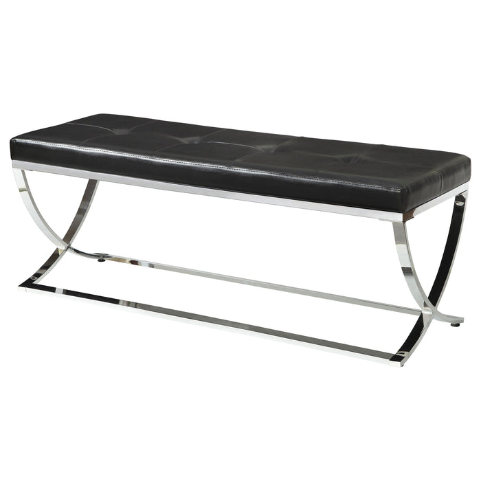 Walton Leatherette Upholstered Tufted Accent Bench Black