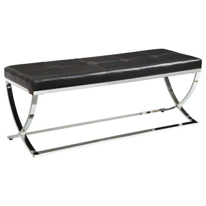 Walton Leatherette Upholstered Tufted Accent Bench Black