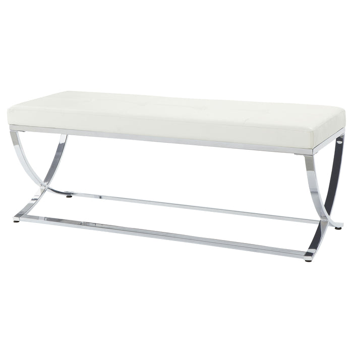 Walton Leatherette Upholstered Tufted Accent Bench White