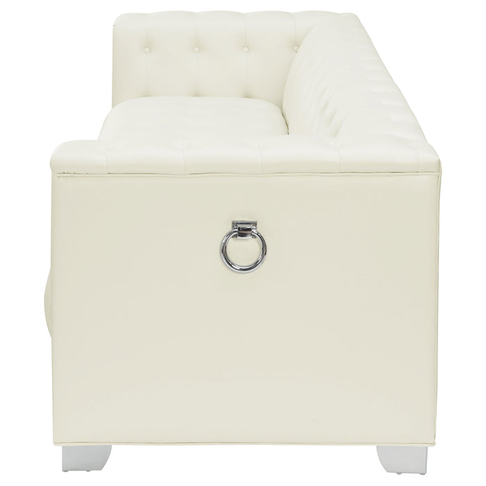 Chaviano Upholstered Track Arm Sofa Pearl White