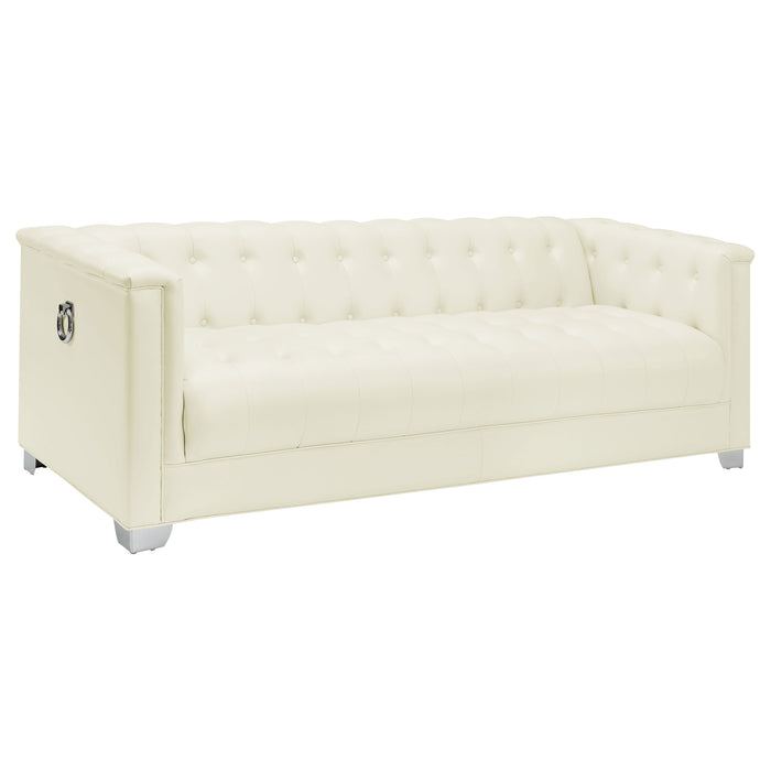 Chaviano 2-piece Upholstered Track Arm Sofa Set Pearl White