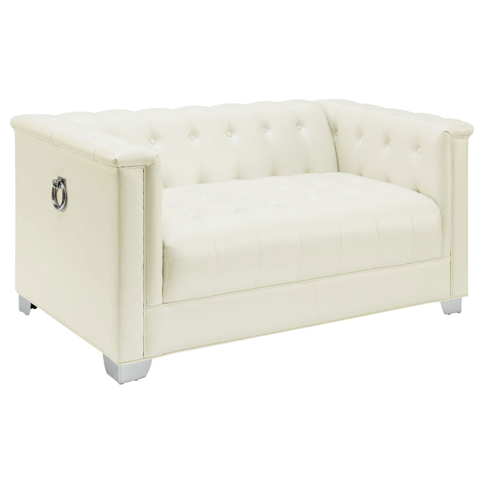 Chaviano 2-piece Upholstered Track Arm Sofa Set Pearl White