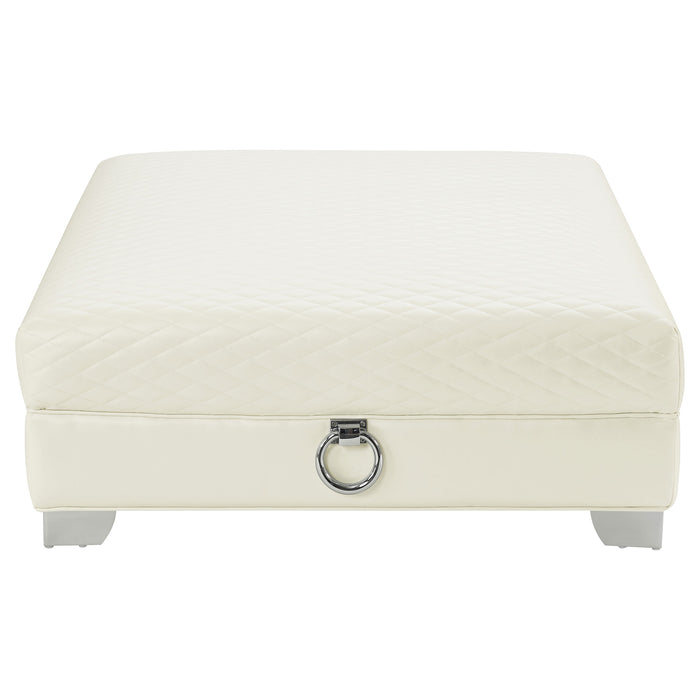 Chaviano Square Upholstered Ottoman Pearl White