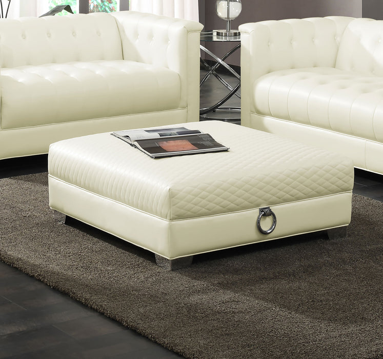 Chaviano Square Upholstered Ottoman Pearl White