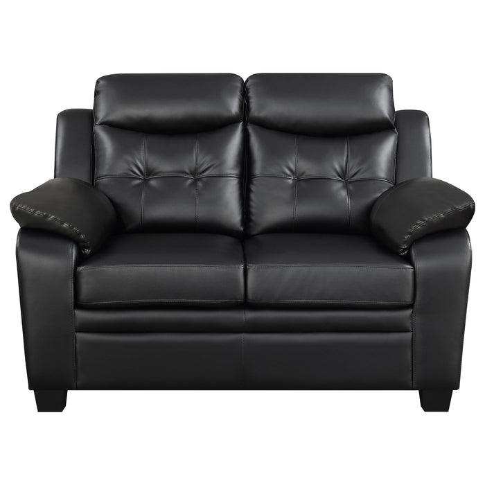 Finley 2-piece Upholstered Padded Arm Tufted Sofa Set Black