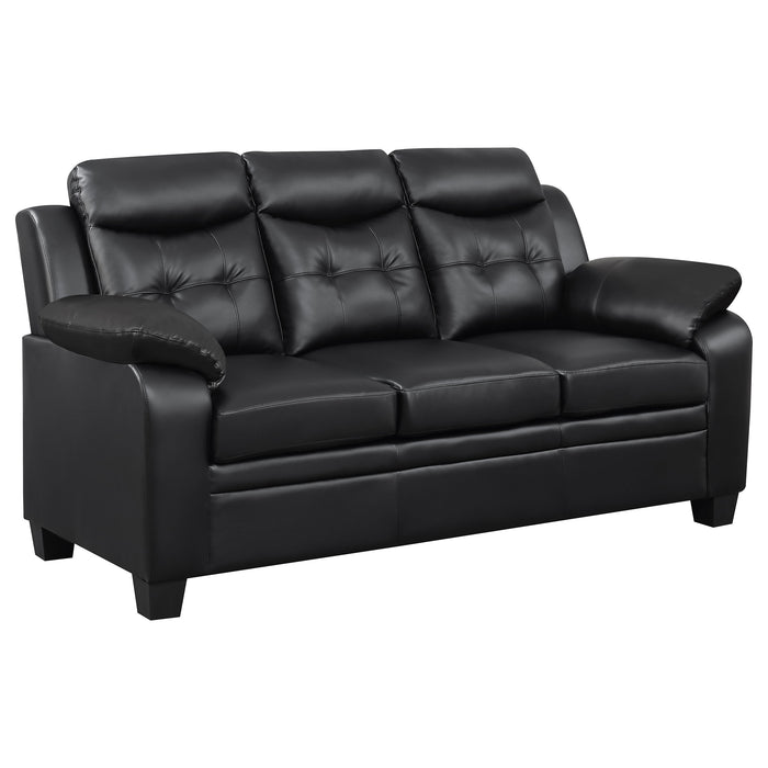 Finley 3-piece Upholstered Padded Arm Tufted Sofa Set Black