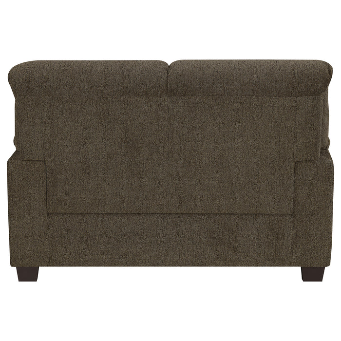 Clementine 2-piece Upholstered Padded Arm Sofa Set Brown