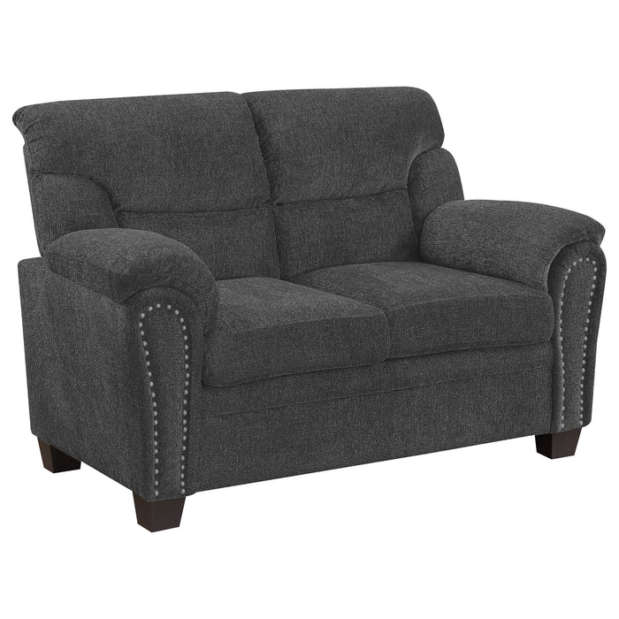Clementine Upholstered Padded Arm Loveseat Grey