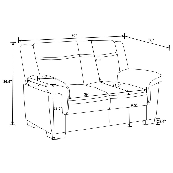 Arabella 2-piece Upholstered Padded Arm Sofa Set Grey