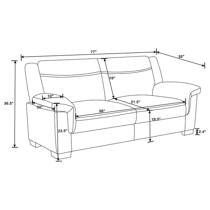 Arabella 3-piece Upholstered Padded Arm Sofa Set Grey