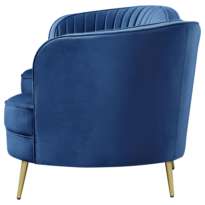 Sophia Upholstered Channel Tufted Sofa Blue