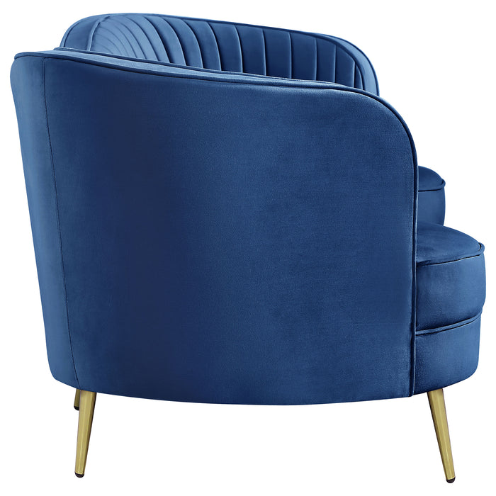 Sophia Upholstered Channel Tufted Sofa Blue